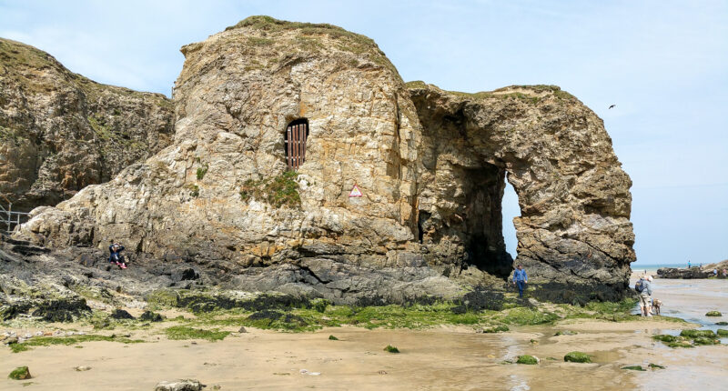 Incredible rock formations at Perranporth Beach