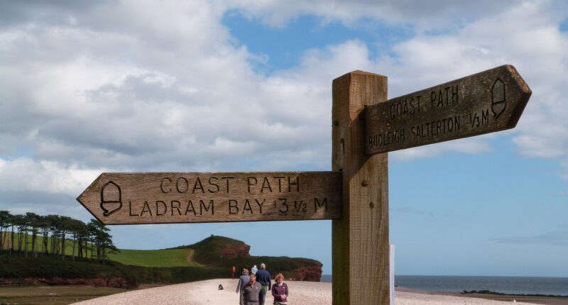 South West Coast Path waymarker to Budleigh Salterton