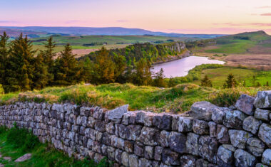 Crag Lough and Hadrian's Wall at sunset