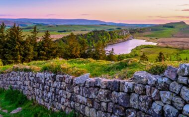 Crag Lough and Hadrian's Wall at sunset