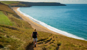 Walking the coastal path above Porthleven Sands