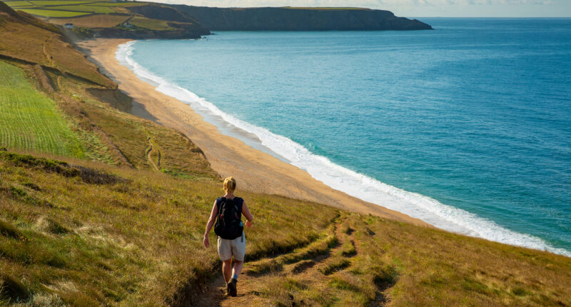 Walking the coastal path above Porthleven Sands