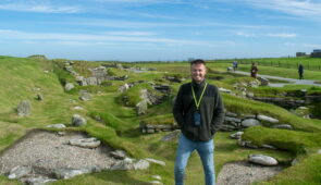 Scott from the Absolute Escapes team exploring Jarlshof, Shetland