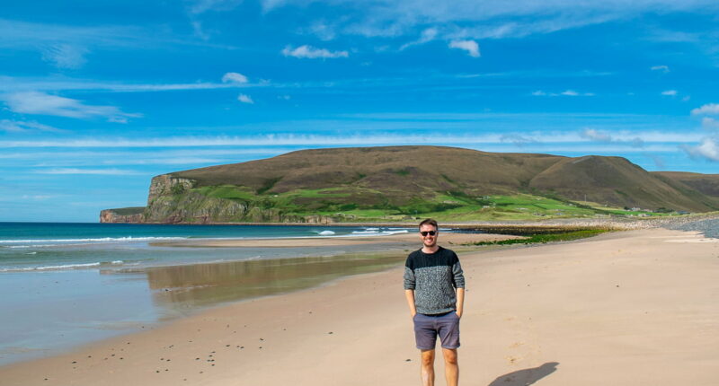 Scott from the Absolute Escapes team at Rackwick Bay, Isle of Hoy, Orkney