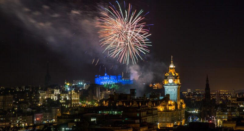 Fireworks from Edinburgh Castle during the Royal Edinburgh Military Tattoo