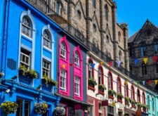 Colourful Victoria Street in Edinburgh