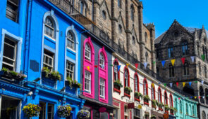 Colourful Victoria Street in Edinburgh