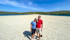 Absolute Escapes clients at St Ninian's Isle beach (credit - Poul Møller)