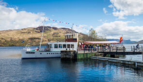 Steamship Sir Walter Scott sails on Loch Katrine