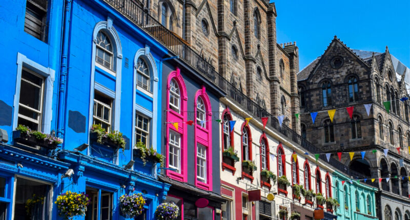 Colourful Victoria Street in Edinburgh