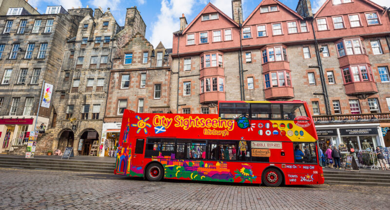 City Sightseeing bus on The Royal Mile in Edinburgh