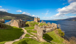 Urquhart Castle on the banks of Loch Ness