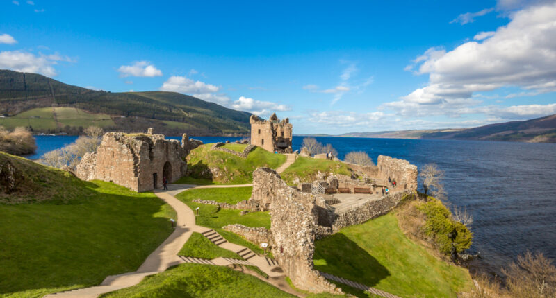 Urquhart Castle on the banks of Loch Ness