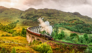 Jacobite Steam Train crossing Glenfinnan Viaduct