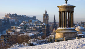 View of Edinburgh in winter from Calton Hill