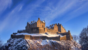 Edinburgh Castle covered in snow