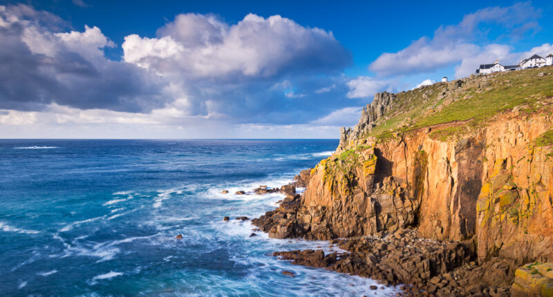 Dramatic cliffs at Land's End, the westernmost point of mainland Cornwall