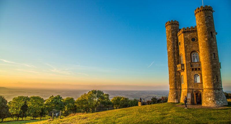 View from Broadway Tower over the Cotswolds landscape