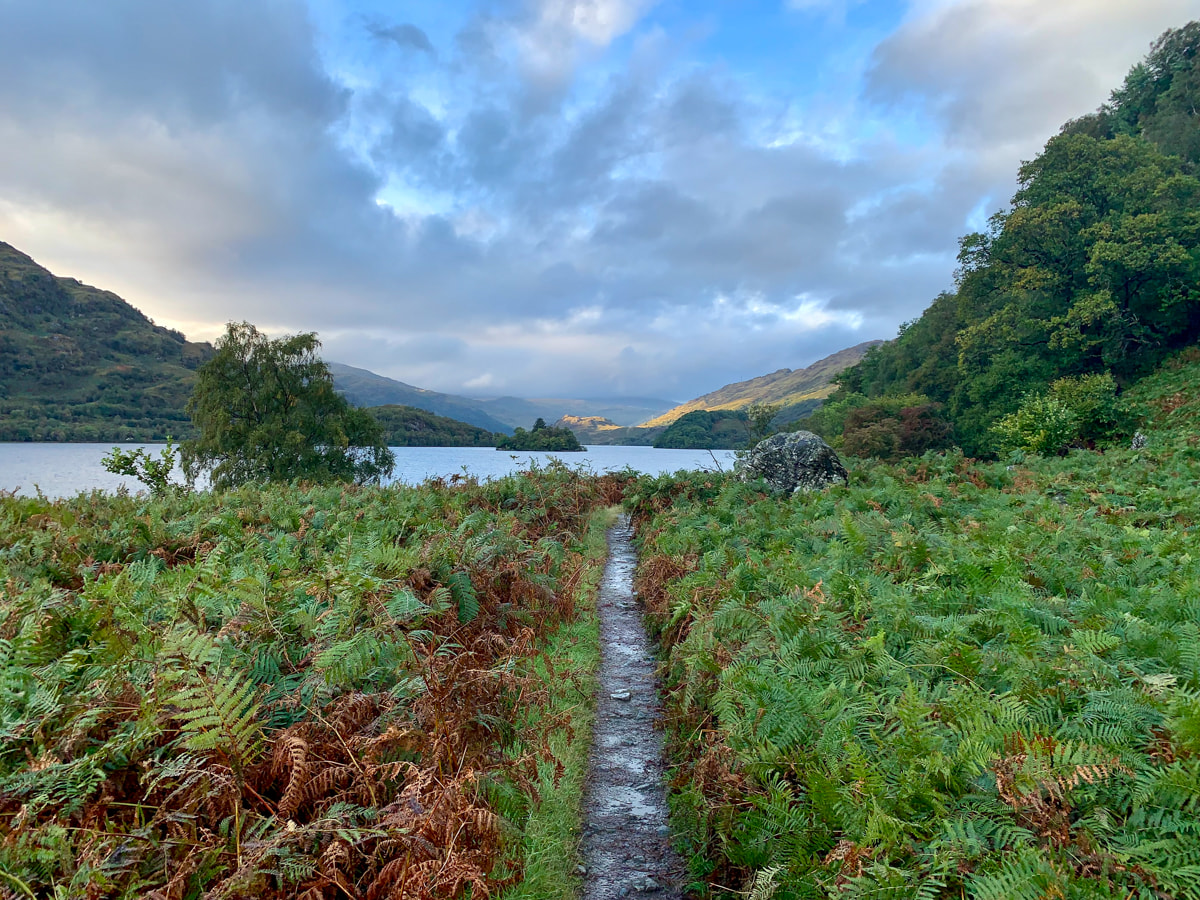 Walking alongside Loch Lomond on the West Highland Way Scotland