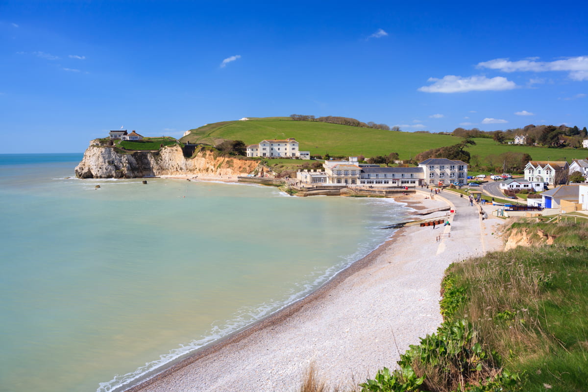 Freshwater Bay is a picturesque beach on the Western tip of the Isle of Wight