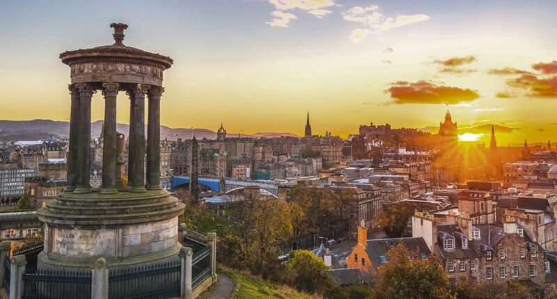 Sunset over Calton Hill, Edinburgh