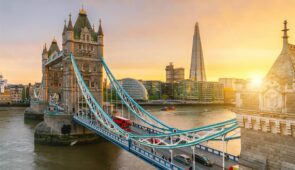 Tower Bridge at sunrise, London