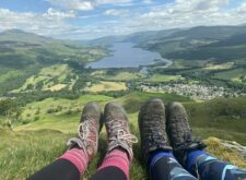 Hiking Boots overlooking the view of Killin in the Scottish Highlands. VisitBritain/Stacy Smith