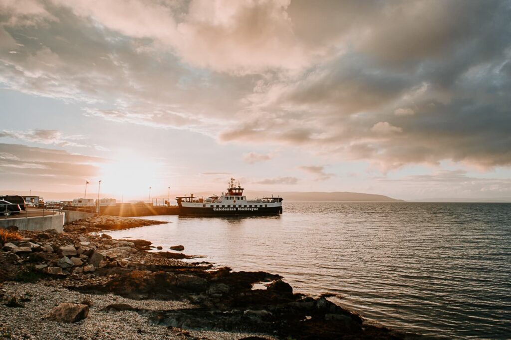 Calmac ferry en route to the Isle of Arran