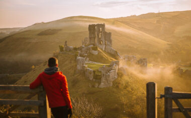 Corfe Castle in Dorset, South West Coast Path.