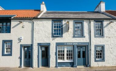 Front entrance of the Ship Inn pub in Elie, Fife, Scotland