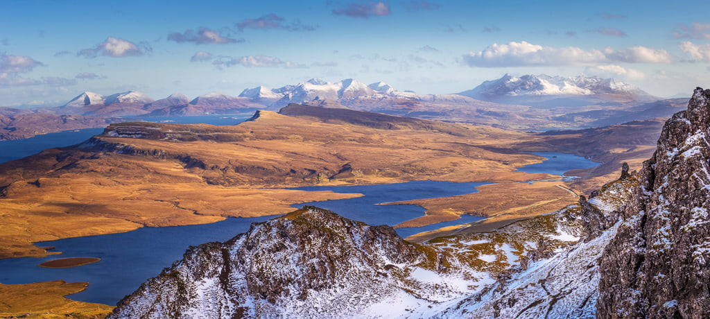 Isle of Skye panoramic view with a dusting of snow