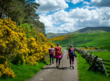Some of the Absolute Escapes team walking the St Cuthbert's Way in the Scottish Borders
