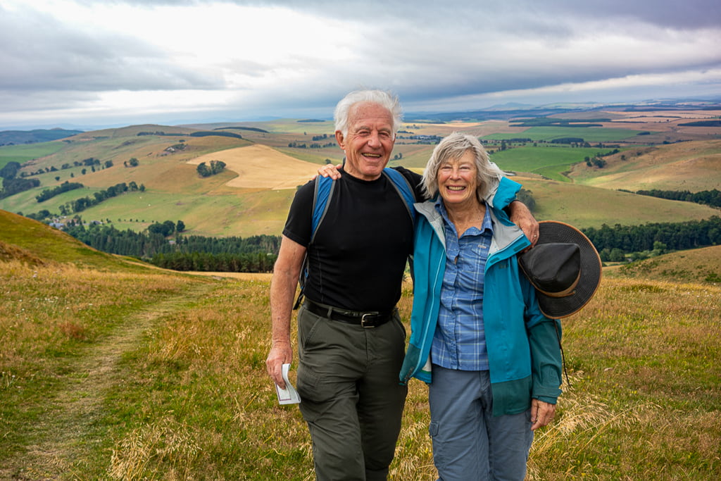 Couple walking the St Cuthbert's Way in the Scottish Borders