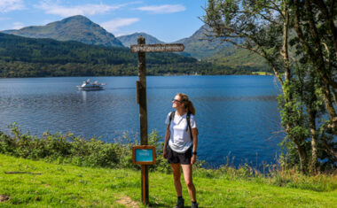 West Highland Way signpost by Loch Lomond