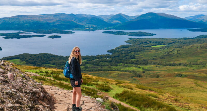 Rewarding views await those who climb Conic Hill, overlooking the islands of Loch Lomond – a memorable stop on our West Highland Way hiking tours