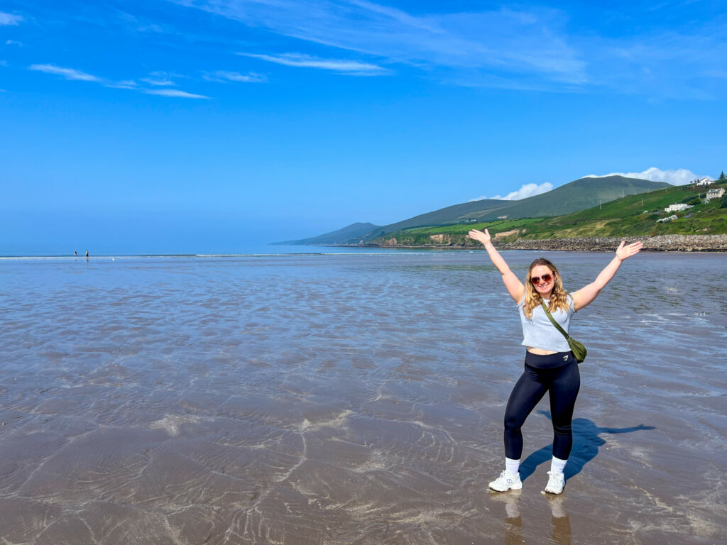 Our specialist, Kate, exploring Inch Beach on the West Coast of Ireland.