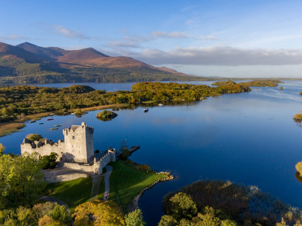 Ross Castle in Killarney National Park, Ring of Kerry, Ireland. A highlight of a West Coast Ireland road trip.