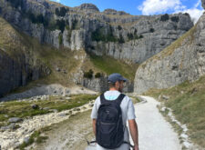 Hiking through stunning limestone landscapes by Malham in Yorkshire