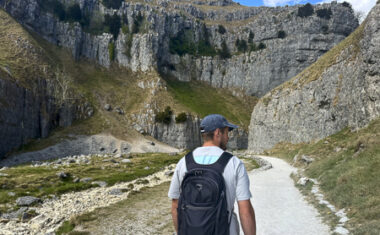 Hiking through stunning limestone landscapes by Malham in Yorkshire