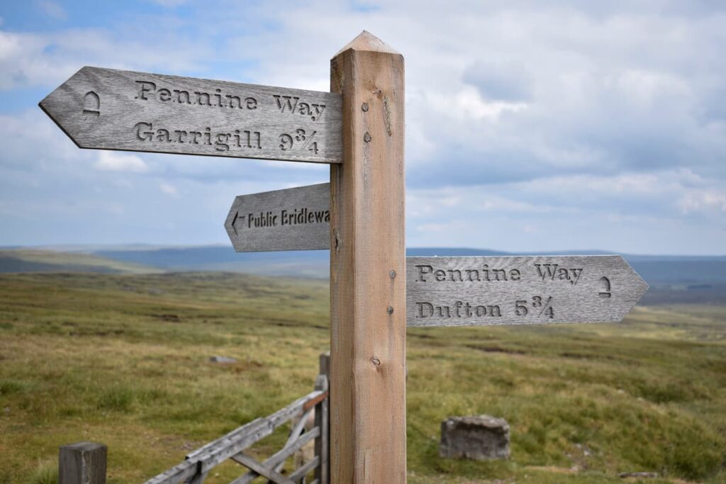 Pennine Way signposts along the hiking trail