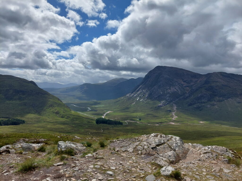 View from the Devil’s Staircase on the West Highland Way, showing the rugged Highland landscape – adventurous West Highland Way photos.