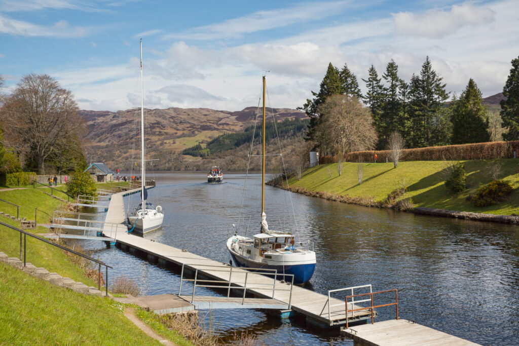 Caledonian Canal locks at Fort Augustus, the halfway point on the Great Glen Way route to Loch Ness