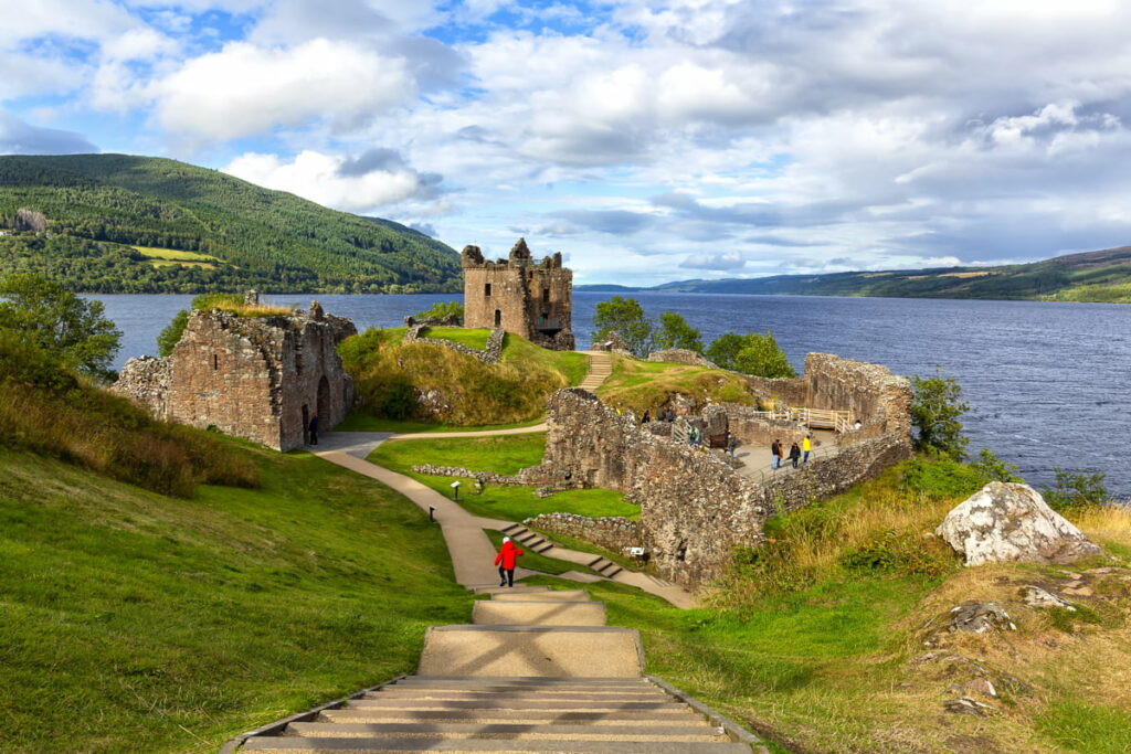 Historic Urquhart Castle ruins on Loch Ness, one of the top Great Glen Way highlights and photo opportunities