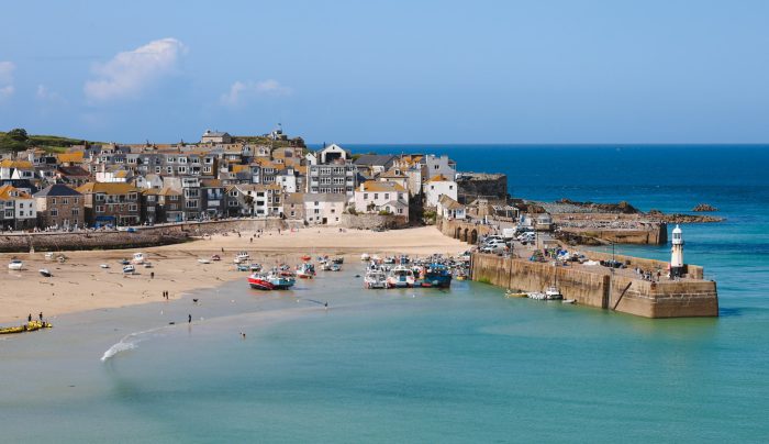 The picturesque fishing harbour and seaside town of St Ives