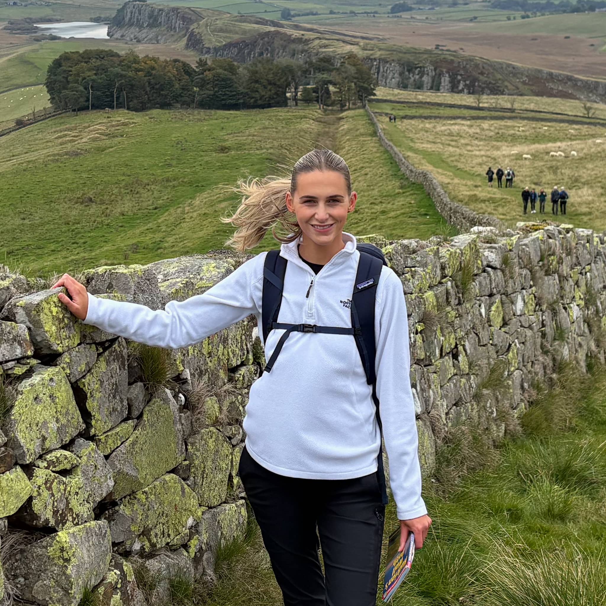 Erin walking the Hadrian's Wall Path