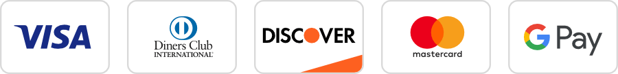 Visa, Diners Club, Discover, Mastercard, Google Pay